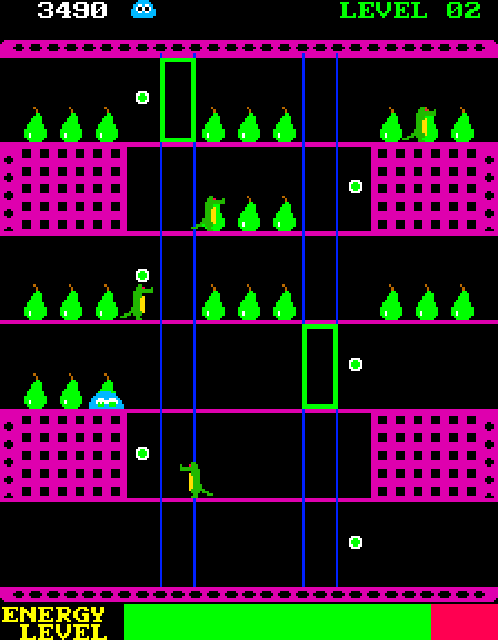 Glob, The Arcade Screenshot: You can call elevators to reach new platforms...