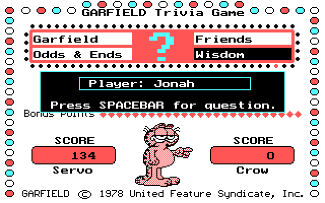 Garfield Trivia Game IBM PC/Compatibles Screenshot: Next up...