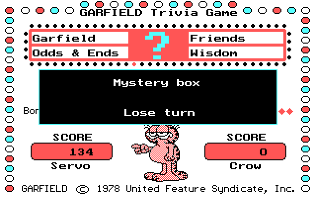 Garfield Trivia Game IBM PC/Compatibles Screenshot: You can also lose a turn with Mystery Boxes.