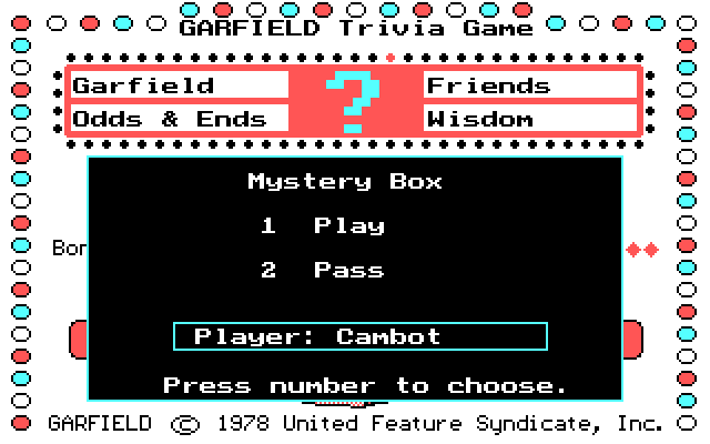 Garfield Trivia Game IBM PC/Compatibles Screenshot: It's a mystery box! Want to see what it is?