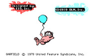 Garfield Trivia Game for IBM PC/Compatibles - Title screen 2; Garfield floats down on balloons...