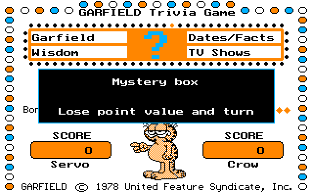 Garfield Trivia Game IBM PC/Compatibles Screenshot: You can also lose a turn with the Mystery Box.