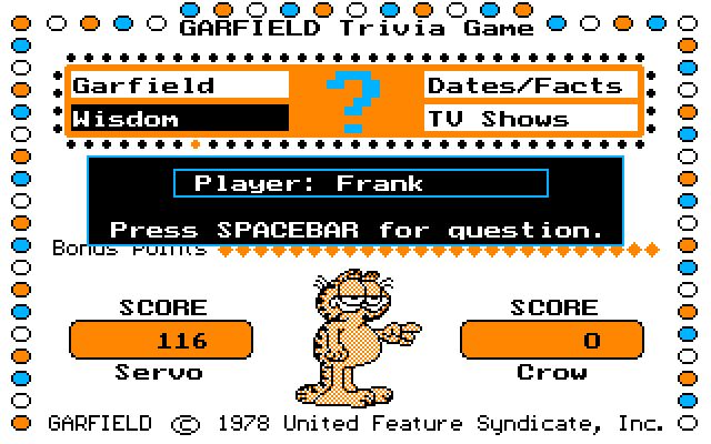 Garfield Trivia Game IBM PC/Compatibles Screenshot: Next player is up...