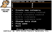 Garfield Trivia Game for IBM PC/Compatibles - Editor main menu.
