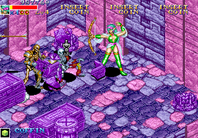 Dungeon Magic Arcade Screenshot: Shooting skeletons...