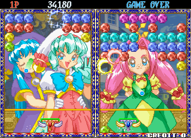 Puchi Carat Arcade Screenshot: Gems start to fill the screen!