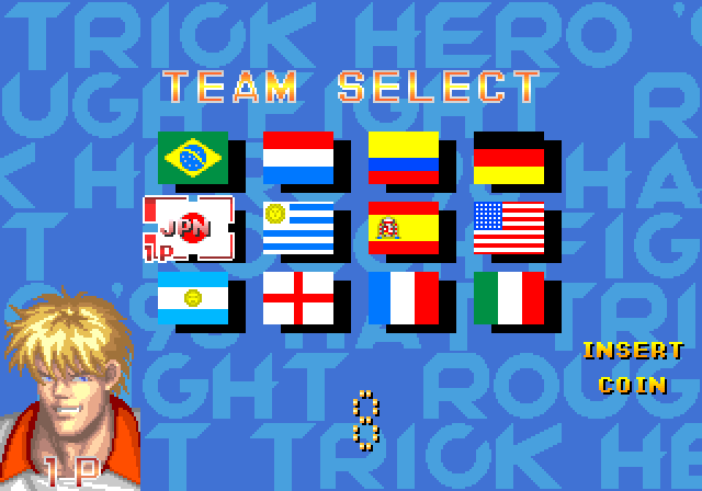 Hat Trick Hero '93: Campeon De Futbol Arcade Screenshot: Team select.