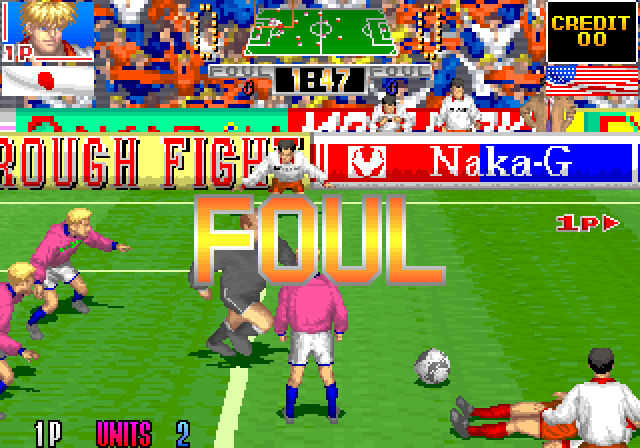 Hat Trick Hero '93: Campeon De Futbol Arcade Screenshot: Foul!