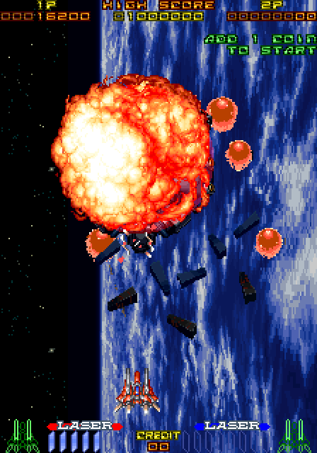 RayForce Arcade Screenshot: Enemy destroyed!