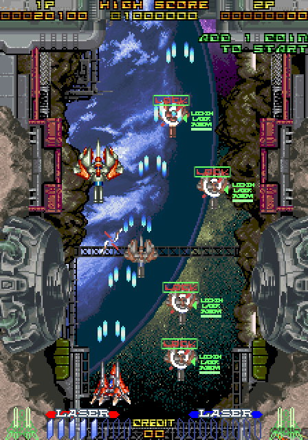 RayForce Arcade Screenshot: Lock on to distant targets to destroy them...