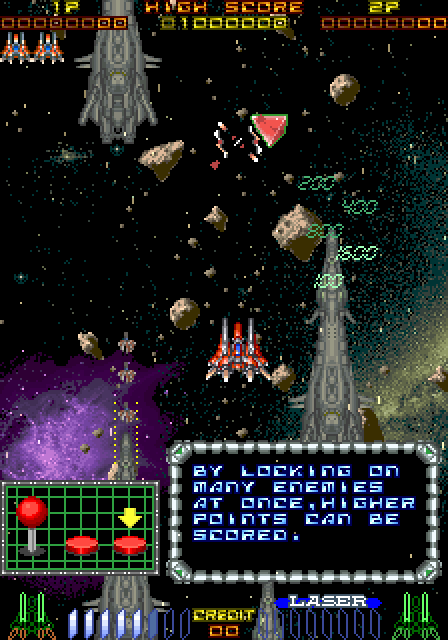 RayForce Arcade Screenshot: Game instructions (U.S. version).