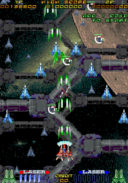 RayForce Arcade Screenshot: Another enemy swarm appears...