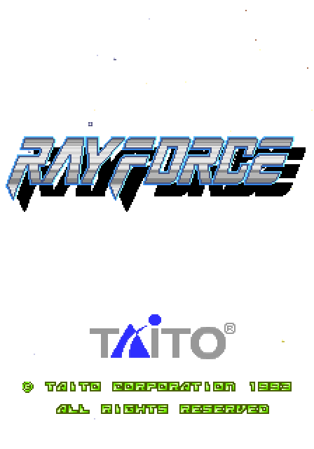 RayForce Arcade Screenshot: Title screen (Japanese version).