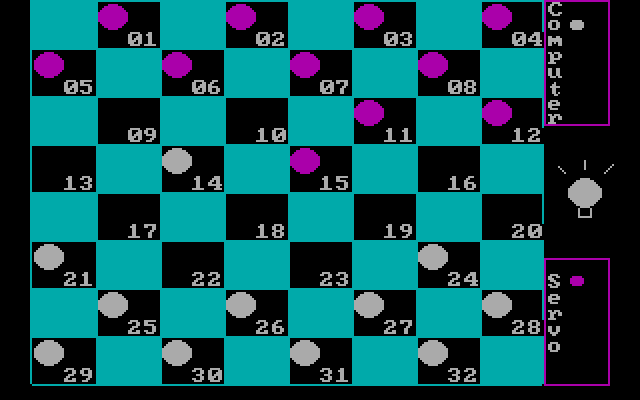 Strategy Games IBM PC/Compatibles Screenshot: The computer is calculating its move...and has an idea!