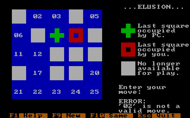 Strategy Games IBM PC/Compatibles Screenshot: Oops, I tried to make an illegal move.