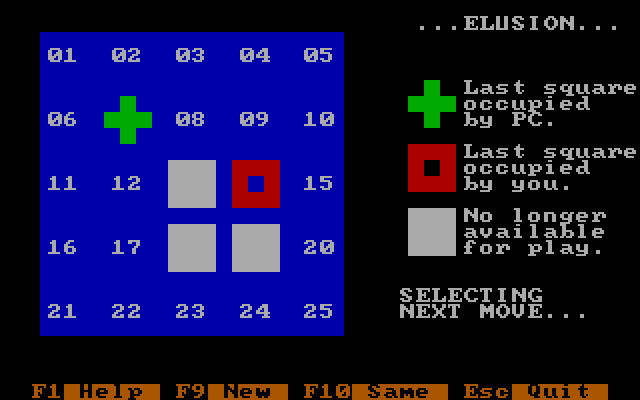 Strategy Games IBM PC/Compatibles Screenshot: The computer calculates its next move...