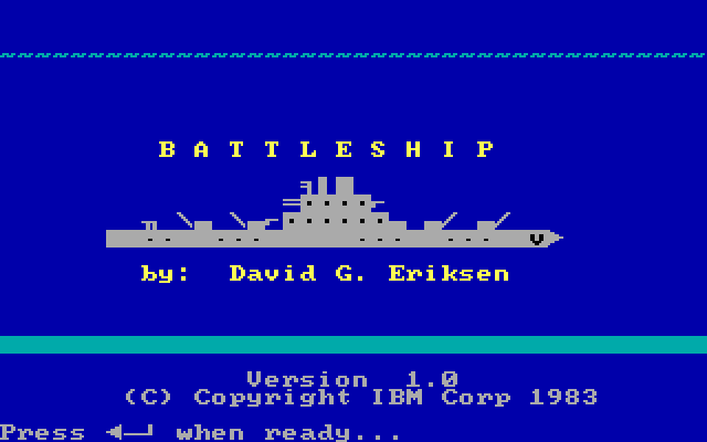 Strategy Games IBM PC/Compatibles Screenshot: Battleship title screen.