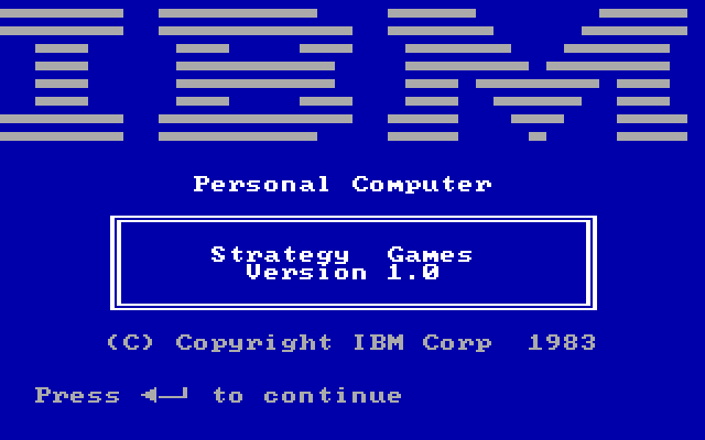 Strategy Games IBM PC/Compatibles Screenshot: IBM logo and title screen.