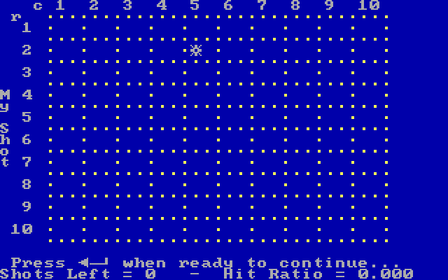 Strategy Games IBM PC/Compatibles Screenshot: Battleship; try to find your opponents ships!