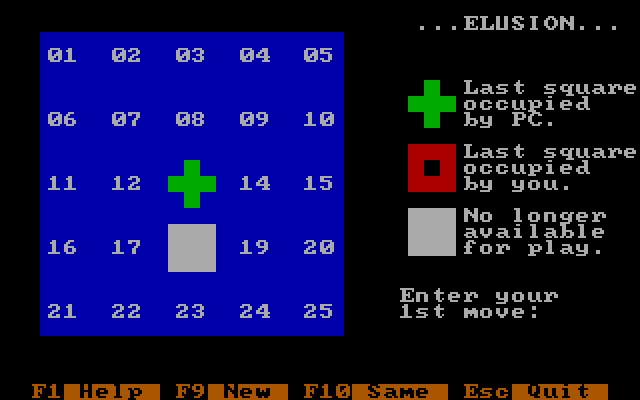 Strategy Games IBM PC/Compatibles Screenshot: Elusion game start.