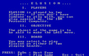 Strategy Games for IBM PC/Compatibles - Elusion game instructions.