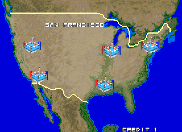 Prime Time Fighter Arcade Screenshot: Game map.