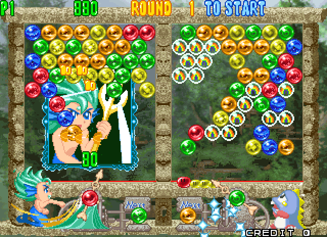 Bust-A-Move 4 Arcade Screenshot: The board starts to fill up!