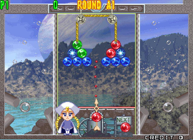 Bust-A-Move 4 Arcade Screenshot: The first puzzle...