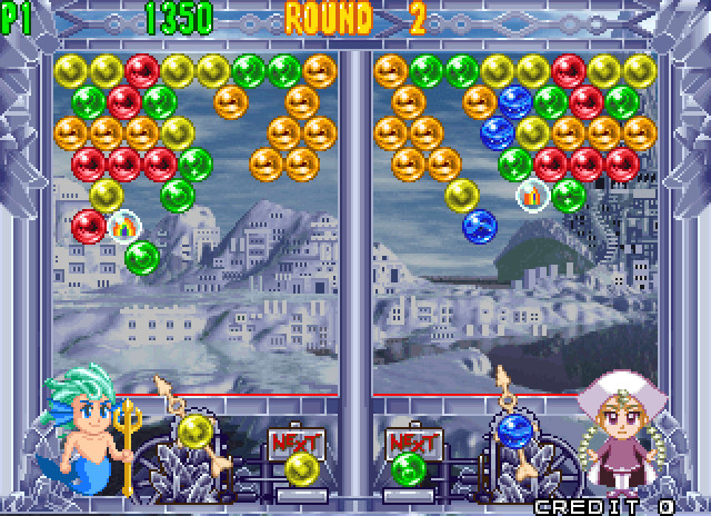 Bust-A-Move 4 Arcade Screenshot: Select your next move both quickly and carefully!