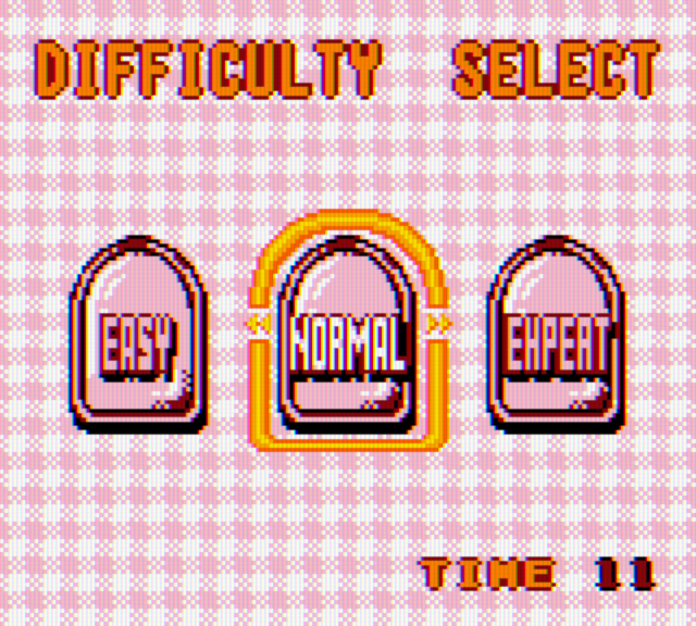 Bust-A-Move 4 Game Boy Color Screenshot: Difficulty select for single player puzzle mode.