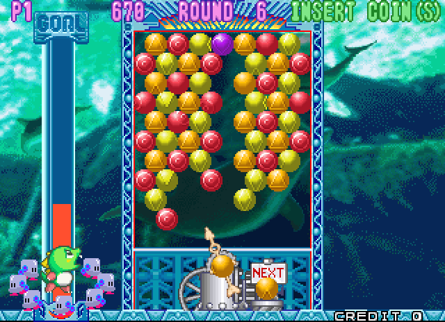 Bust-A-Move 3 Arcade Screenshot: Not much space to work with here...