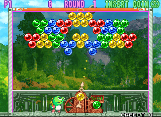 Bust-A-Move 3 Arcade Screenshot: The first puzzle begins.