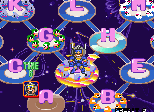 Bust-A-Move 3 Arcade Screenshot: Choose a direction to go next...