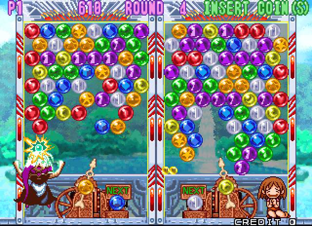 Bust-A-Move 3 Arcade Screenshot: I'm ahead, but not by much...