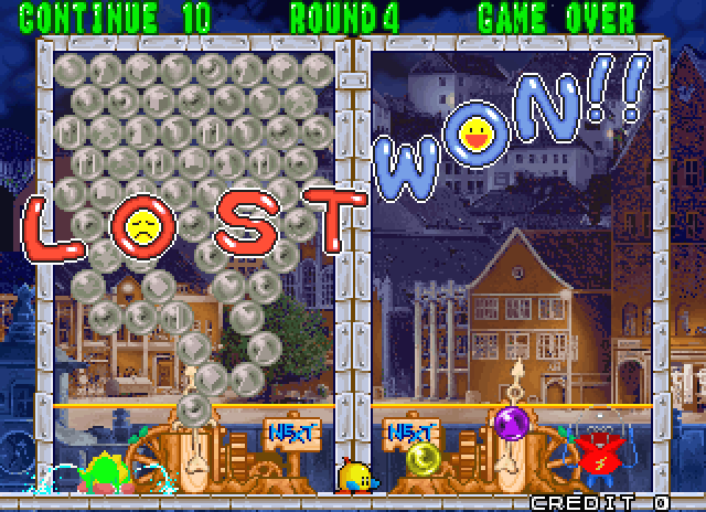 Bust-A-Move Again Arcade Screenshot: I lost! Game over...