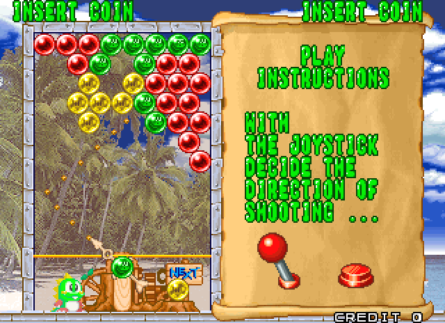 Bust-A-Move Again Arcade Screenshot: Play instructions.