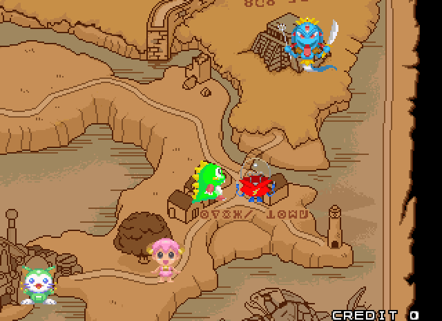 Bust-A-Move Again Arcade Screenshot: The map scrolls to the next area...