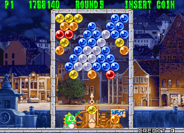 Bust-A-Move Again Arcade Screenshot: Aim carefully, but be quick also; there's a time limit!
