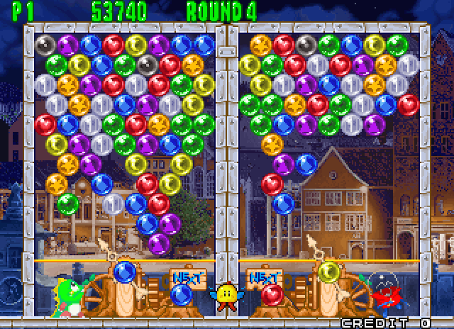 Bust-A-Move Again Arcade Screenshot: The bubbles have almost reach the bottom of the screen...