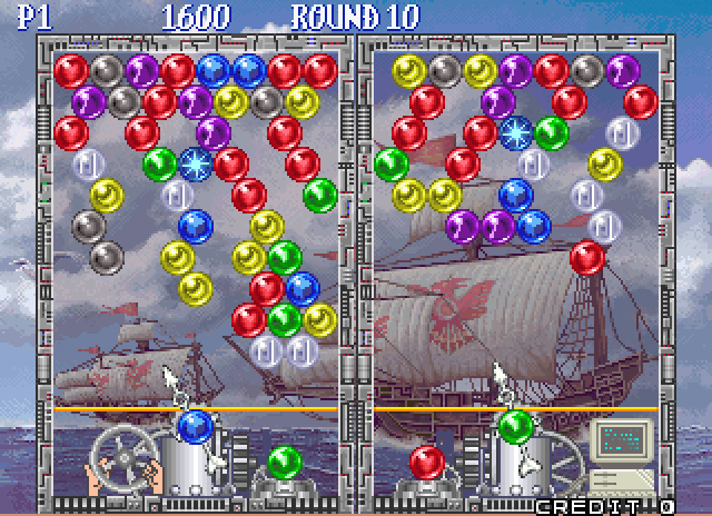 Bust-A-Move Again Arcade Screenshot: Lots of empty space, but things move quick here!