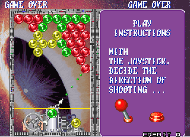 Bust-A-Move Again Arcade Screenshot: Play instructions.