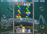Bust-A-Move Again for Arcade - Carefully placed shots can make the puzzle mode easier...