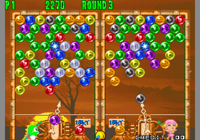 Bust-A-Move Again Arcade Screenshot: Running out of space in the playfield...