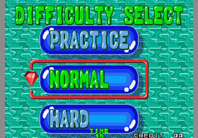 Bust-A-Move Again Arcade Screenshot: Difficulty select.