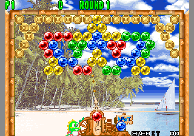 Bust-A-Move Again Arcade Screenshot: The first puzzle.