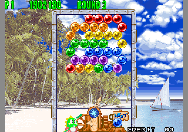 Bust-A-Move Again Arcade Screenshot: A colorful bubble puzzle...