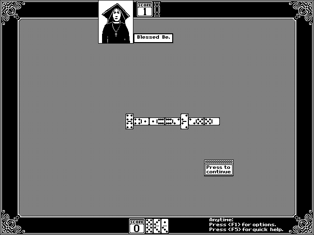Getaway IBM PC/Compatibles Screenshot: Dominoes: Placing dominoes on the screen...