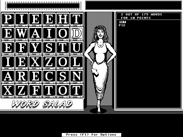 Getaway IBM PC/Compatibles Screenshot: Word Salad: Forming words on a more difficult setting.