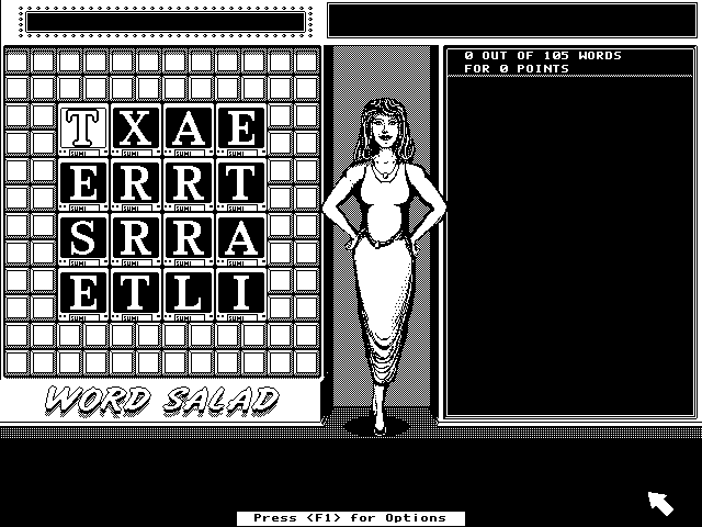 Getaway IBM PC/Compatibles Screenshot: Word Salad: Game start.