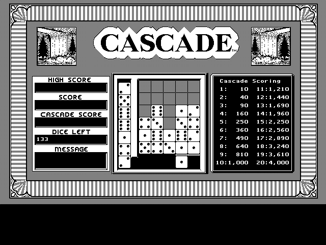 Getaway IBM PC/Compatibles Screenshot: Cascade: Dice fill the board...